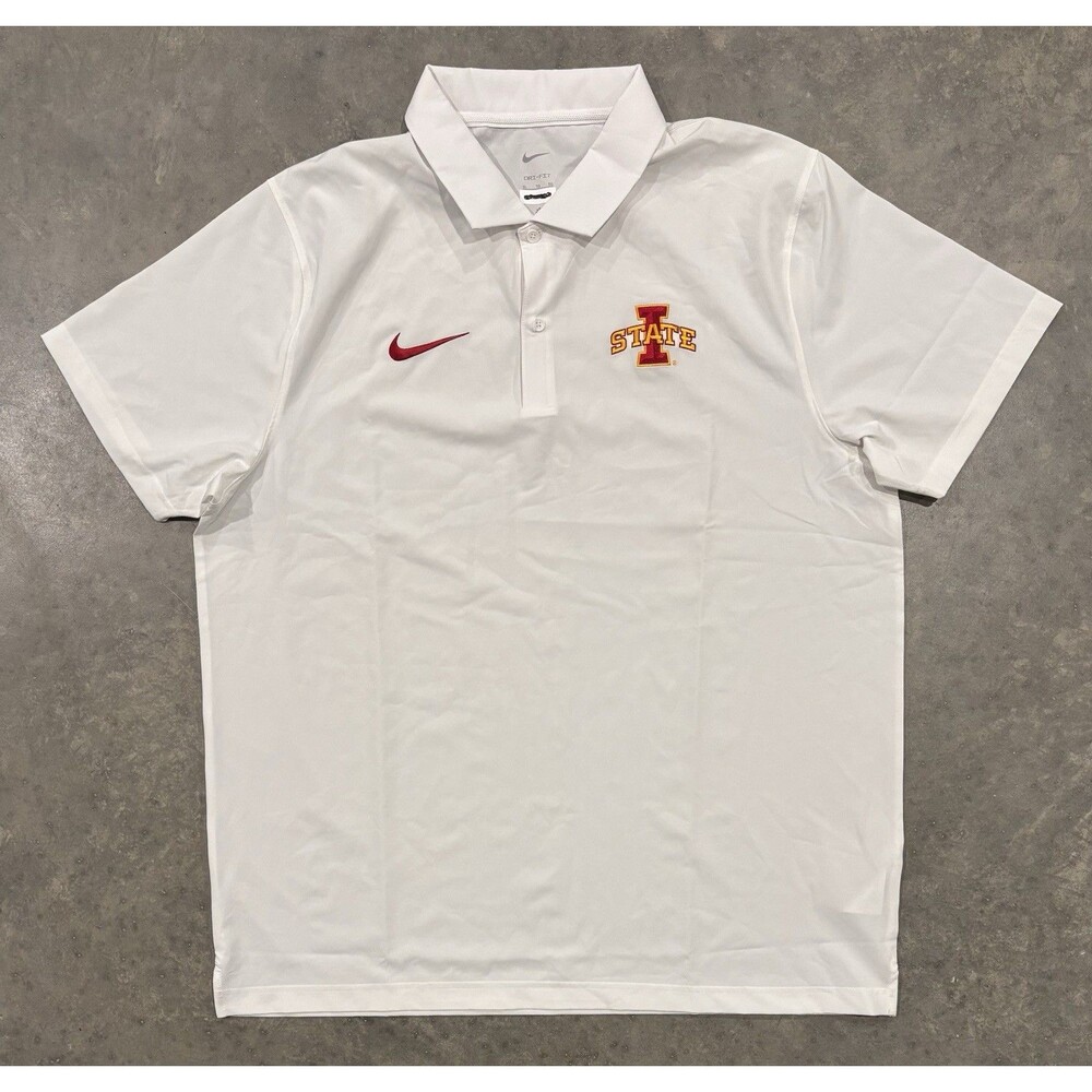 Nike Iowa State Cyclones White Polo Shirt Dri Fit Mens XL Football Team Issued